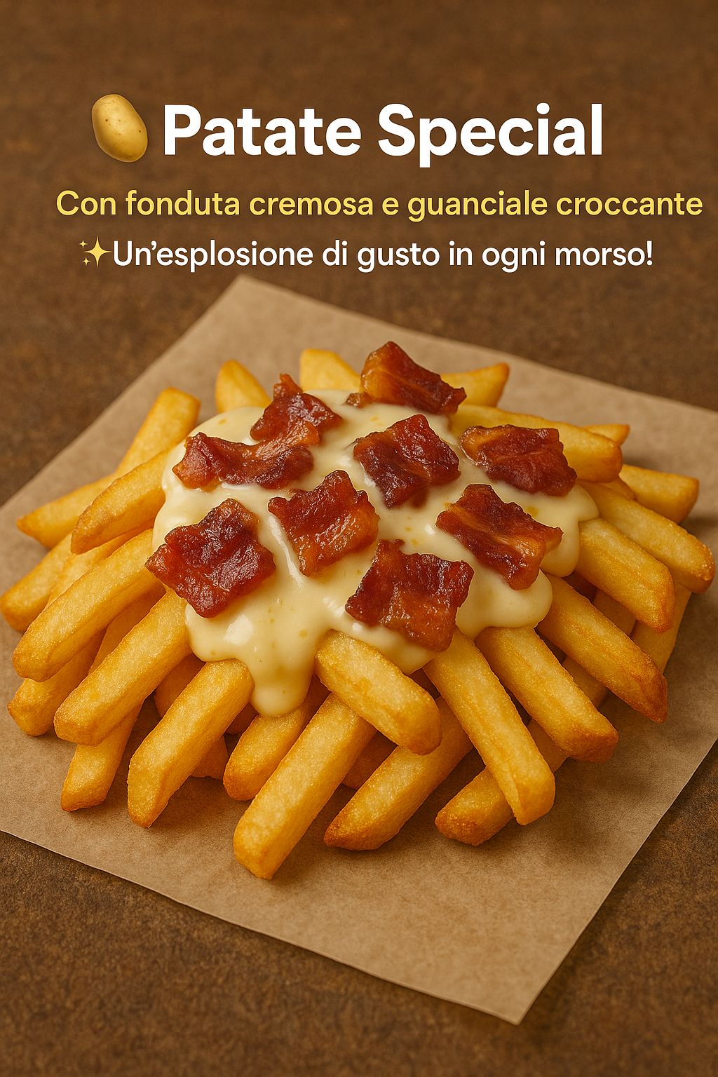 PATATINE CON FONDUTA DI FORMAGGIO E GUANCIALE